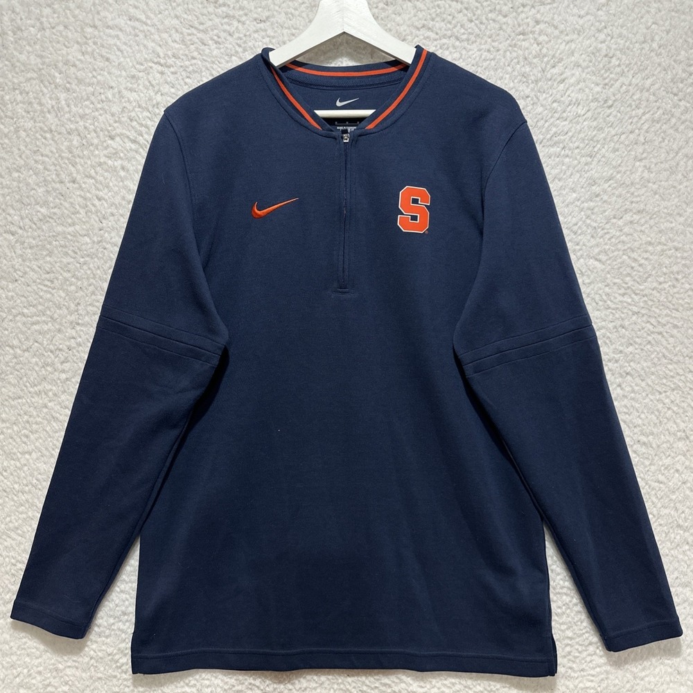 Nike Syracuse Men's M Orange Navy Dri-Fit Half-Zip Gameday Pullover Sideline